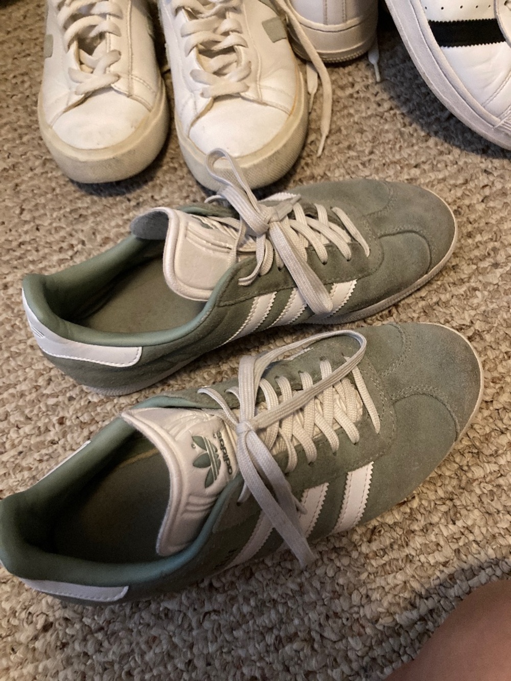 Adidas gazelle womens 8 light green sneakers